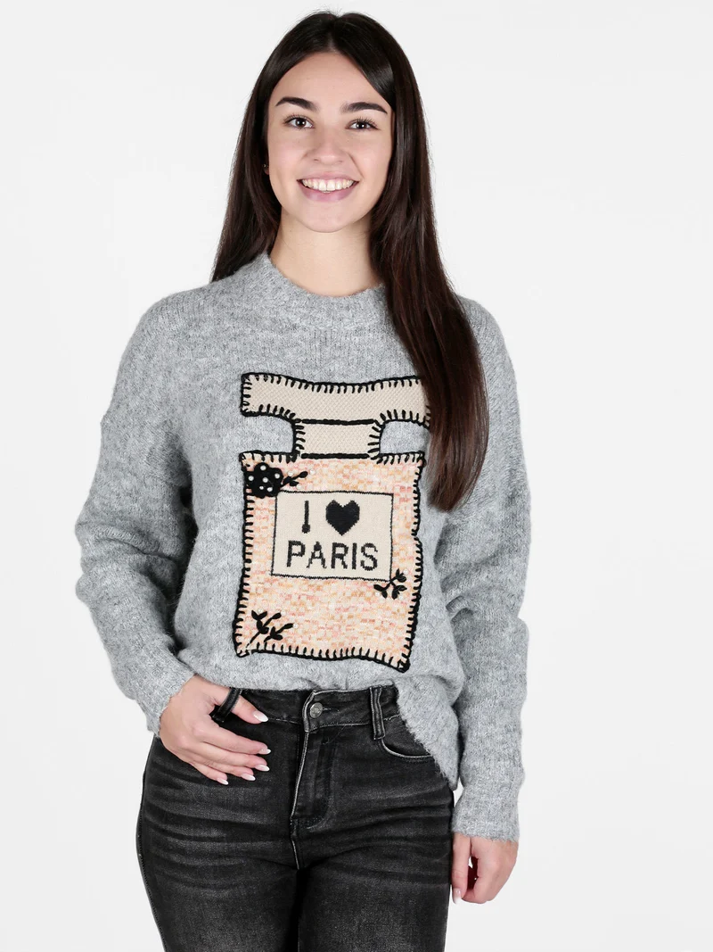 Maglione donna oversize con spalle cadenti - grigio