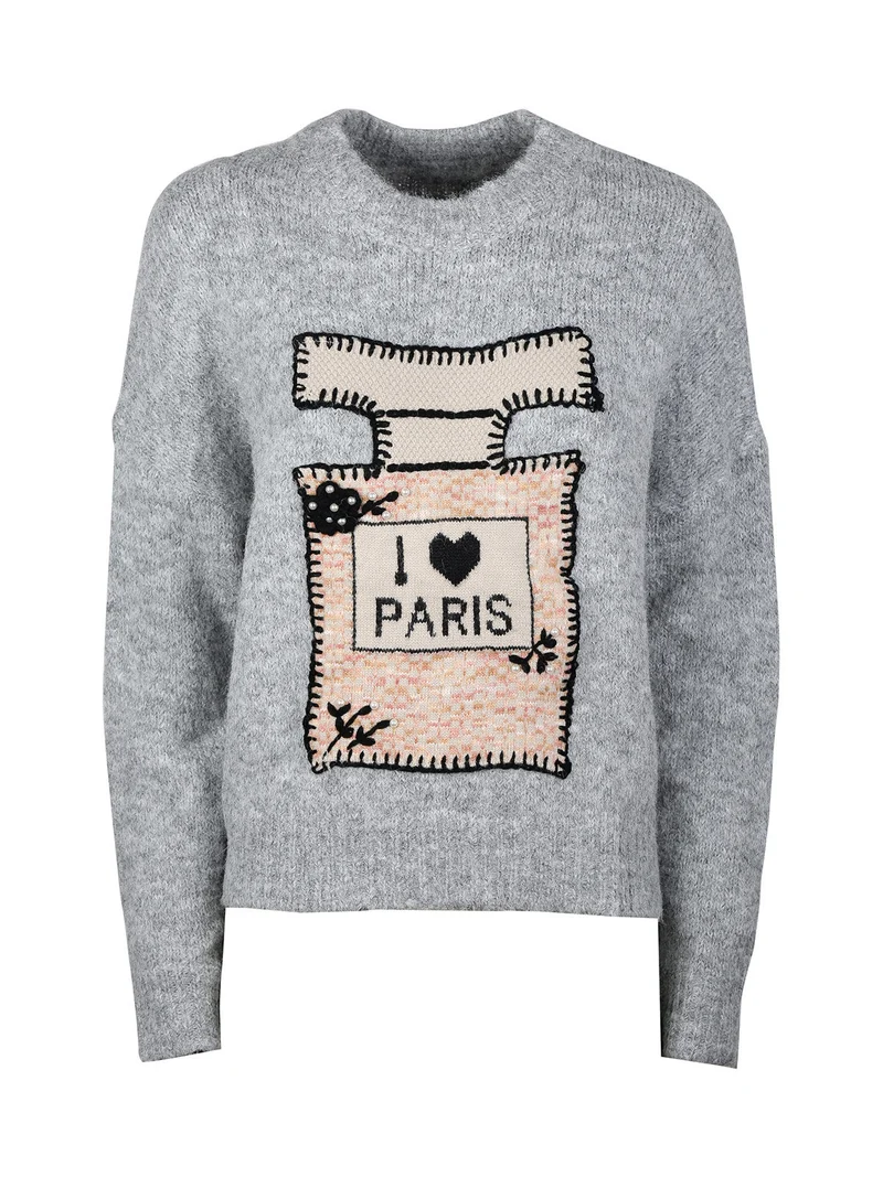 Maglione donna oversize con spalle cadenti - grigio
