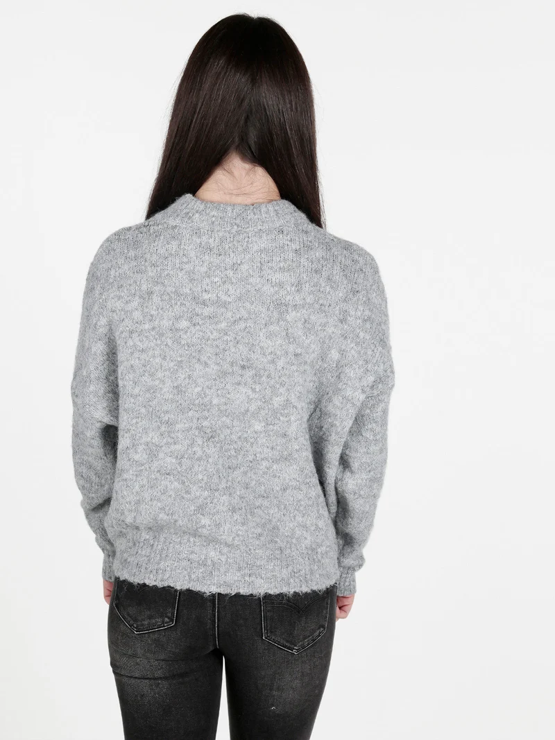 Maglione donna oversize con spalle cadenti - grigio