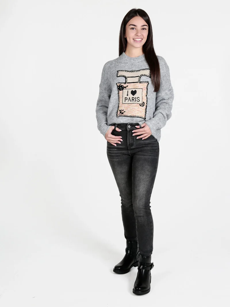 Maglione donna oversize con spalle cadenti - grigio