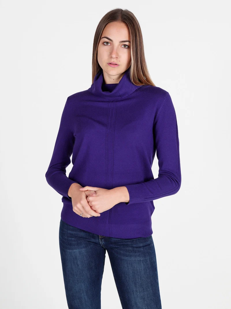 Dolcevita donna in maglia tinta unita - viola