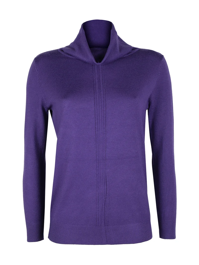 Dolcevita donna in maglia tinta unita - viola