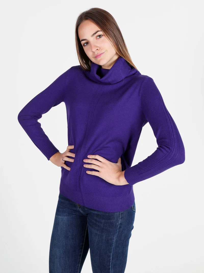 Dolcevita donna in maglia tinta unita - viola