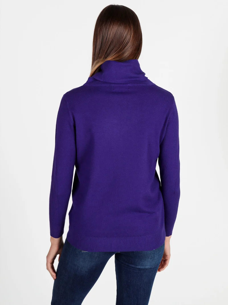 Dolcevita donna in maglia tinta unita - viola