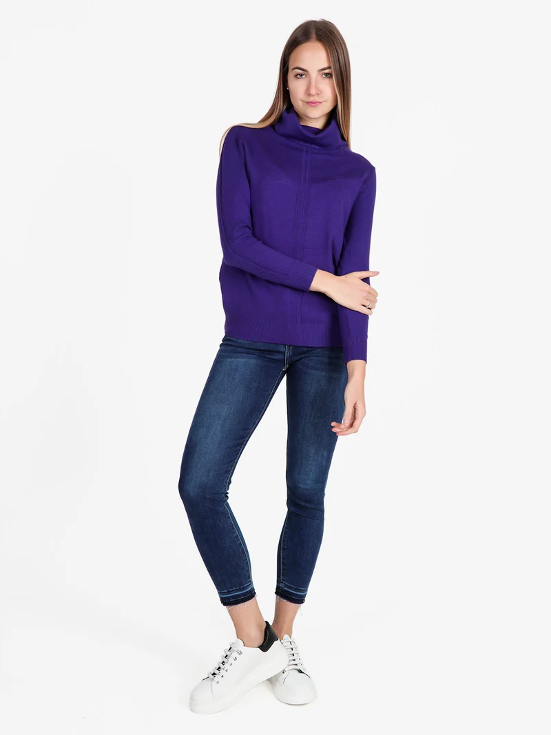 Dolcevita donna in maglia tinta unita - viola