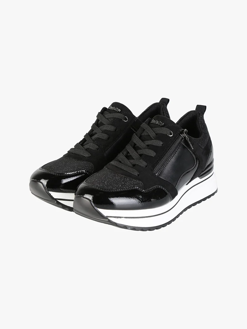 Sneakers donna lurex con platform - nero