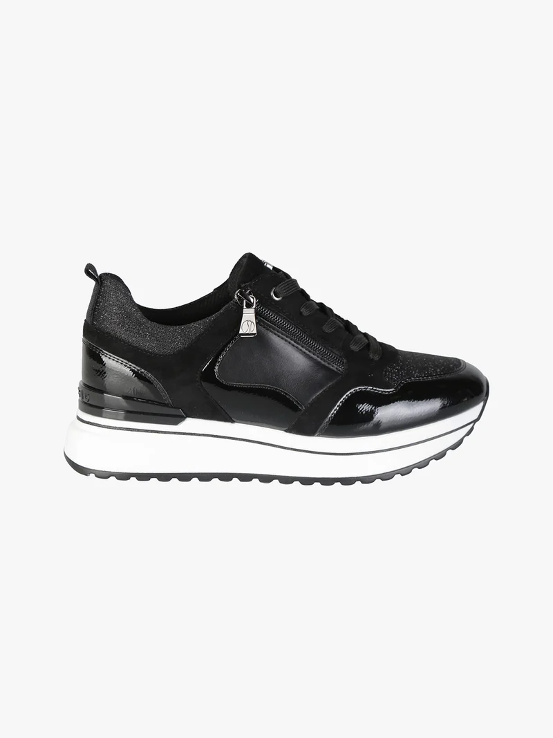 Sneakers donna lurex con platform - nero