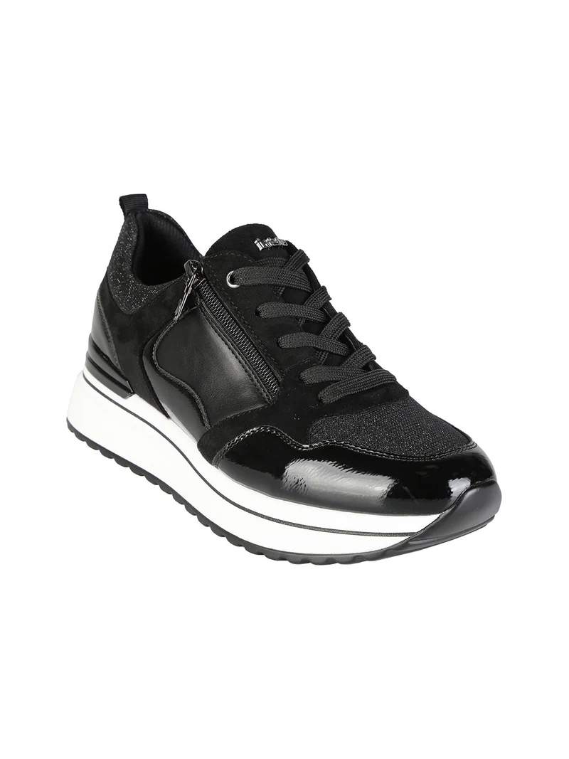 Sneakers donna lurex con platform - nero