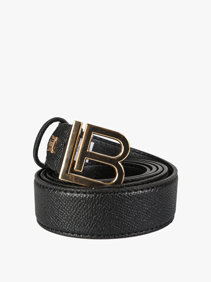 Cintura da donna in ecopelle martellata e logo - nero