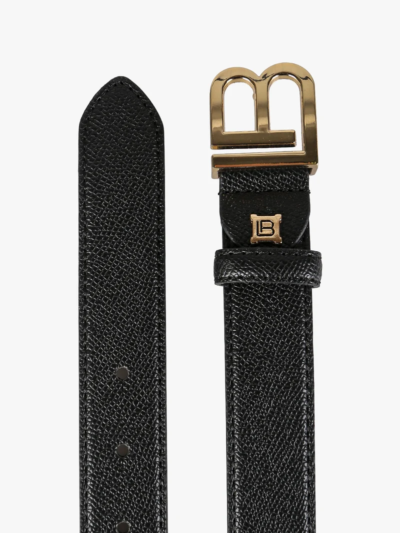 Cintura da donna in ecopelle martellata e logo - nero