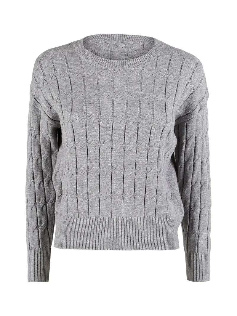 Maglione donna a trecce - grigio
