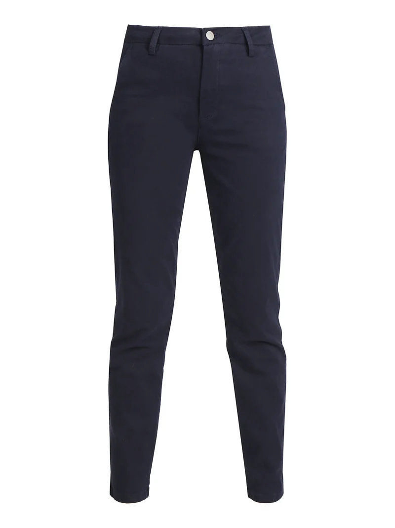 Pantaloni da donna a vita bassa in cotone - blu scuro