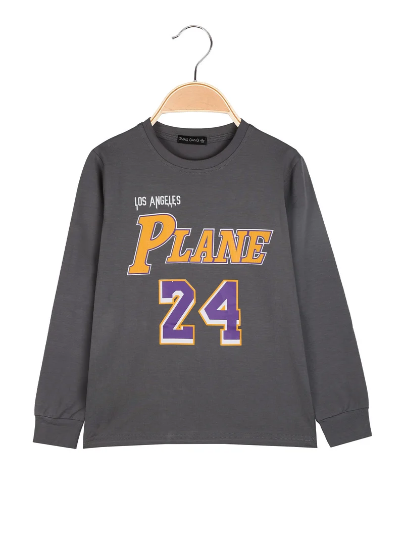 T-shirt a maniche lunghe da ragazzo - grigio