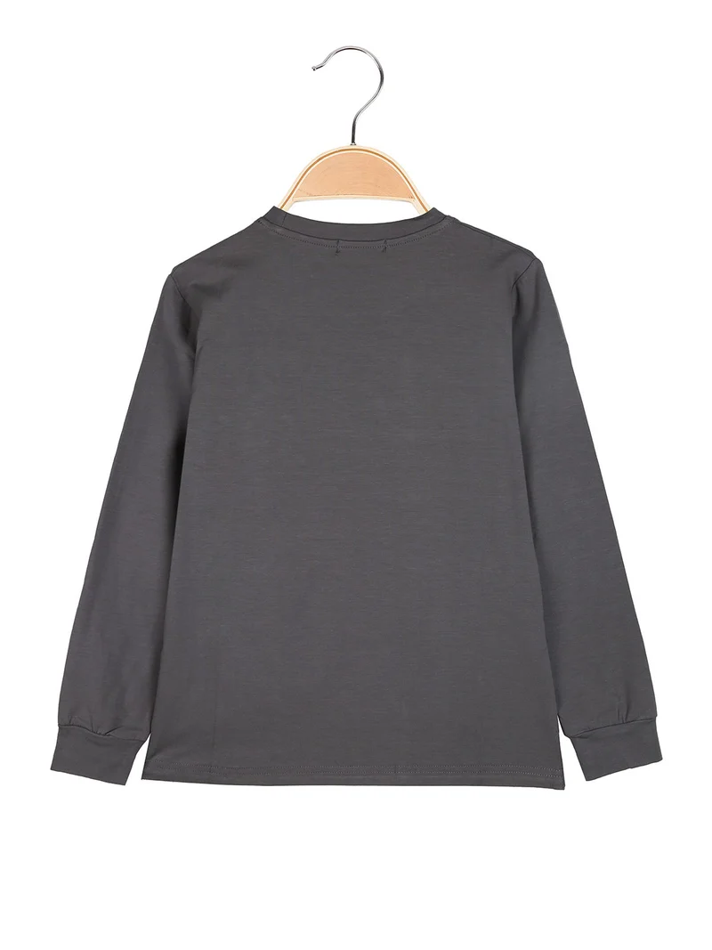 T-shirt a maniche lunghe da ragazzo - grigio