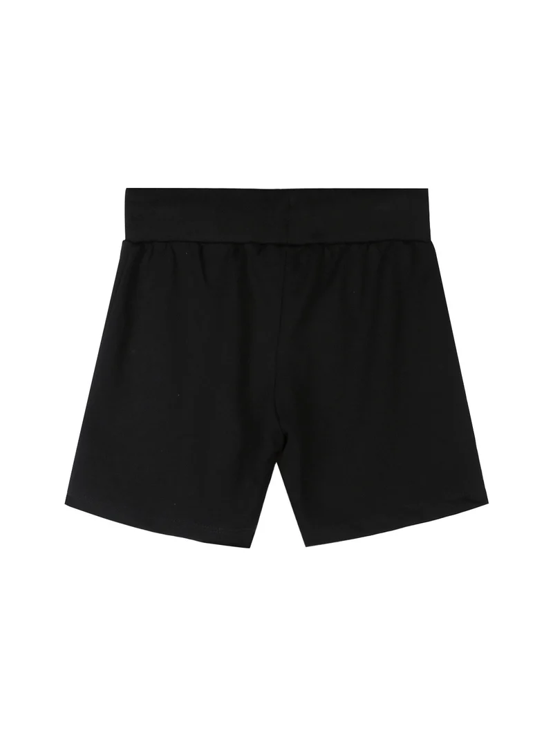 Completo corto 2 pezzi in cotone da bambina con t-shirt e shorts - limone