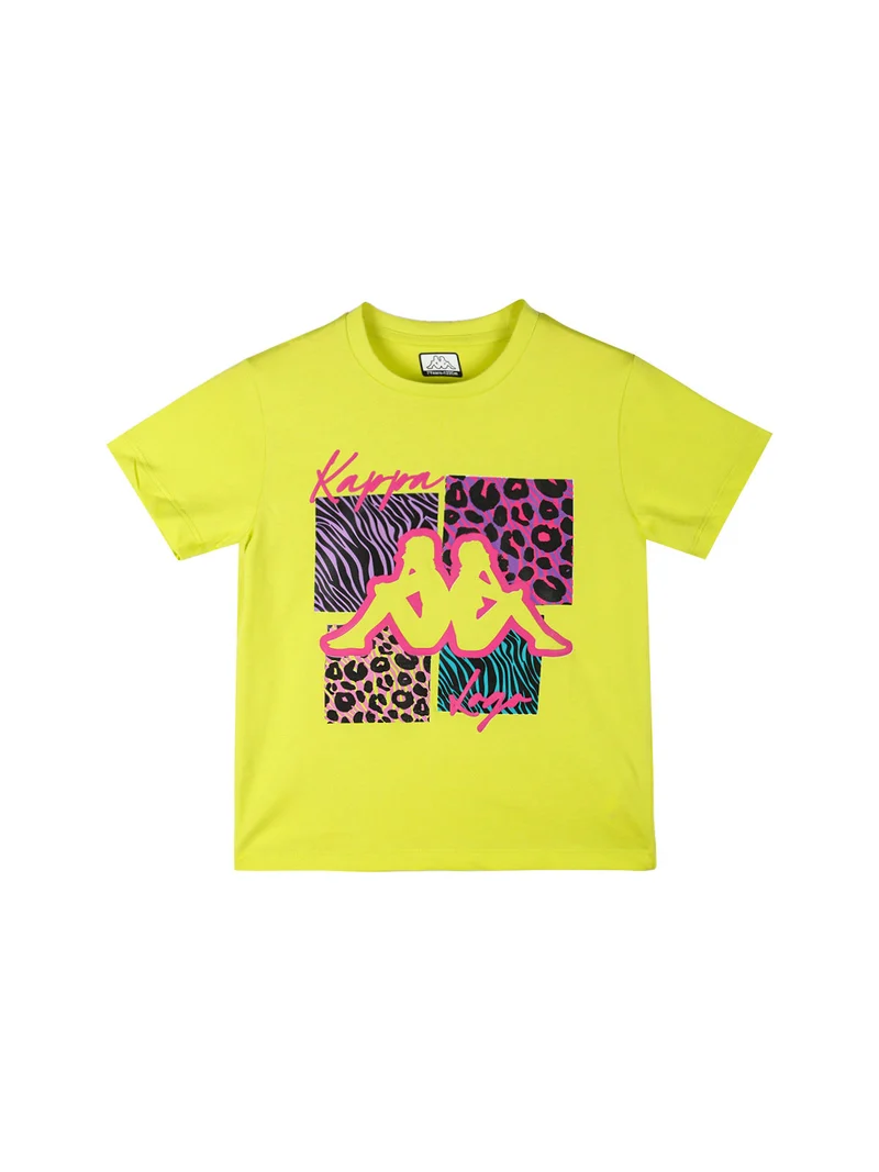 Completo corto 2 pezzi in cotone da bambina con t-shirt e shorts - limone