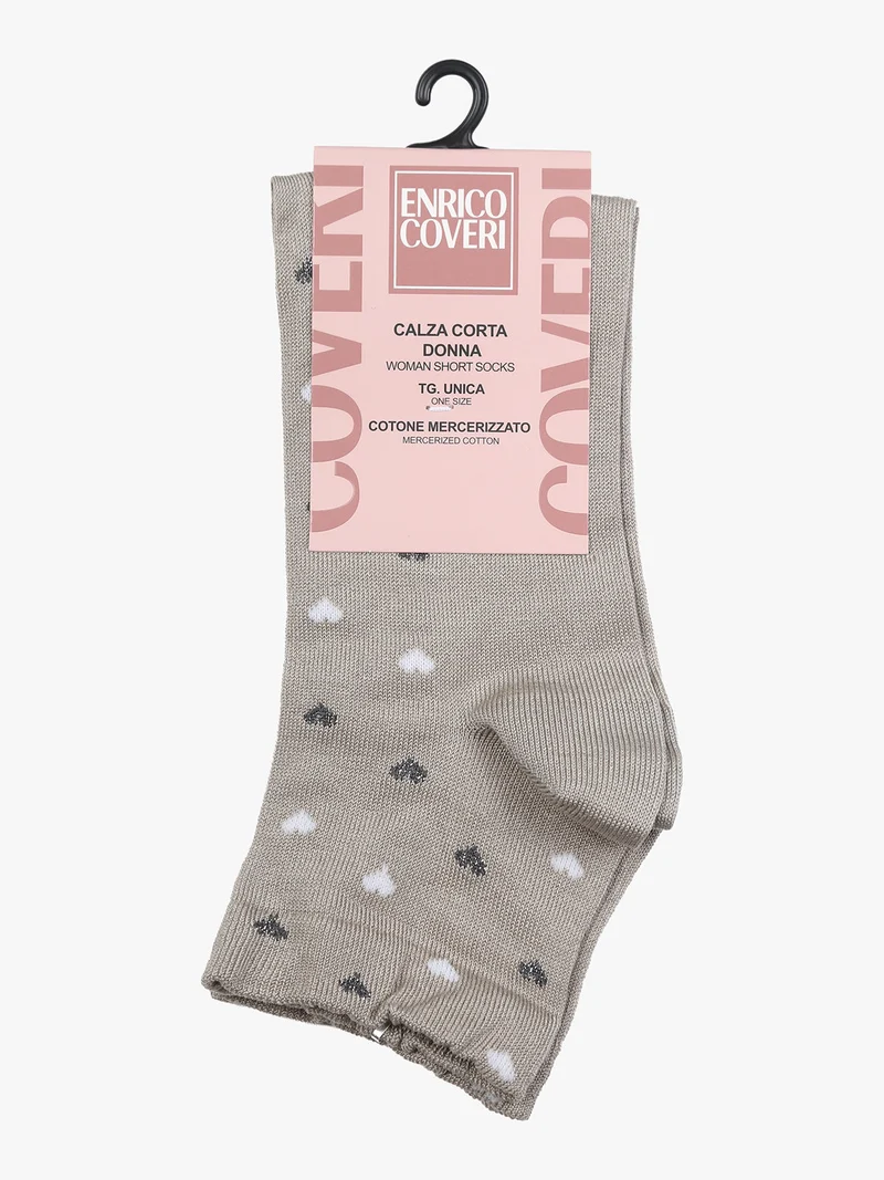 Calze corte da donna con cuori - sabbia
