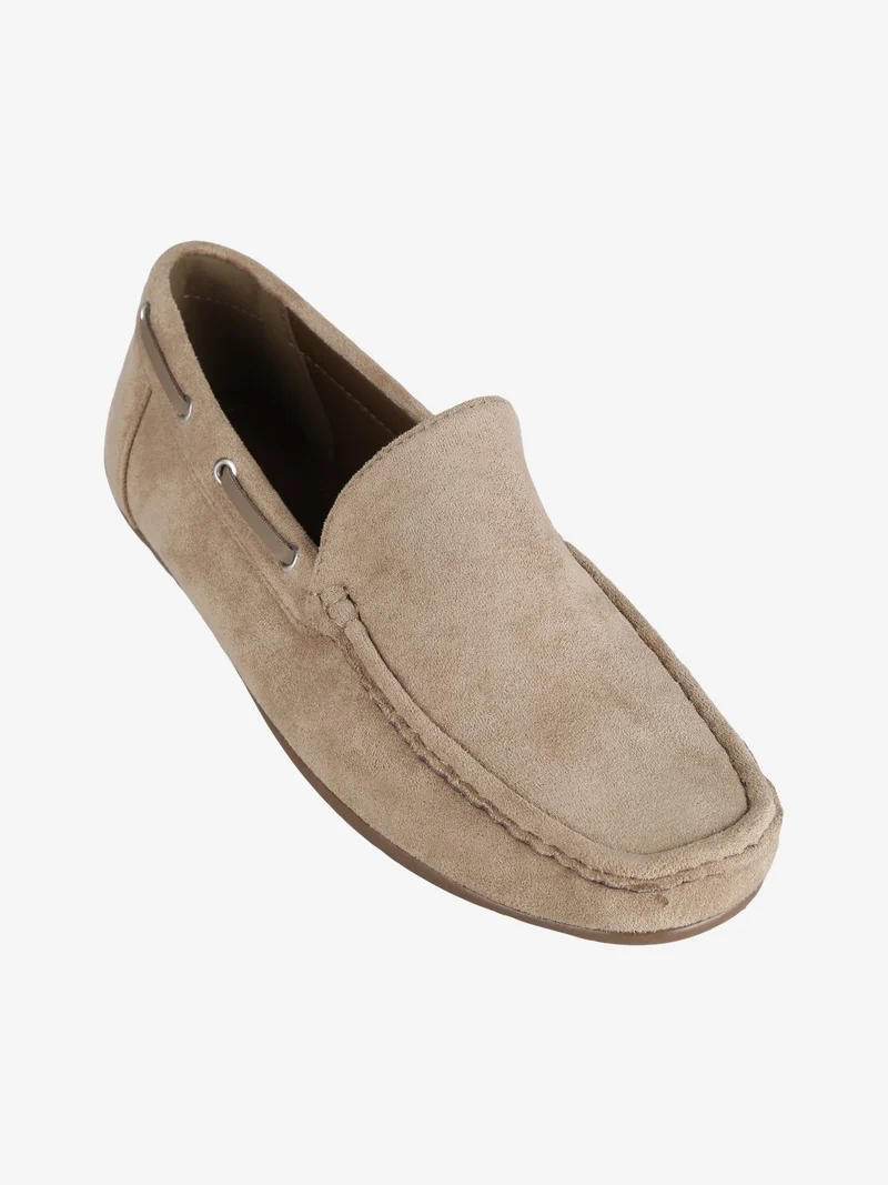 Mocassini in tessuto scamosciato da uomo - khaki