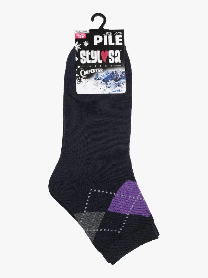 Calze corte da donna in pile - blu scuro