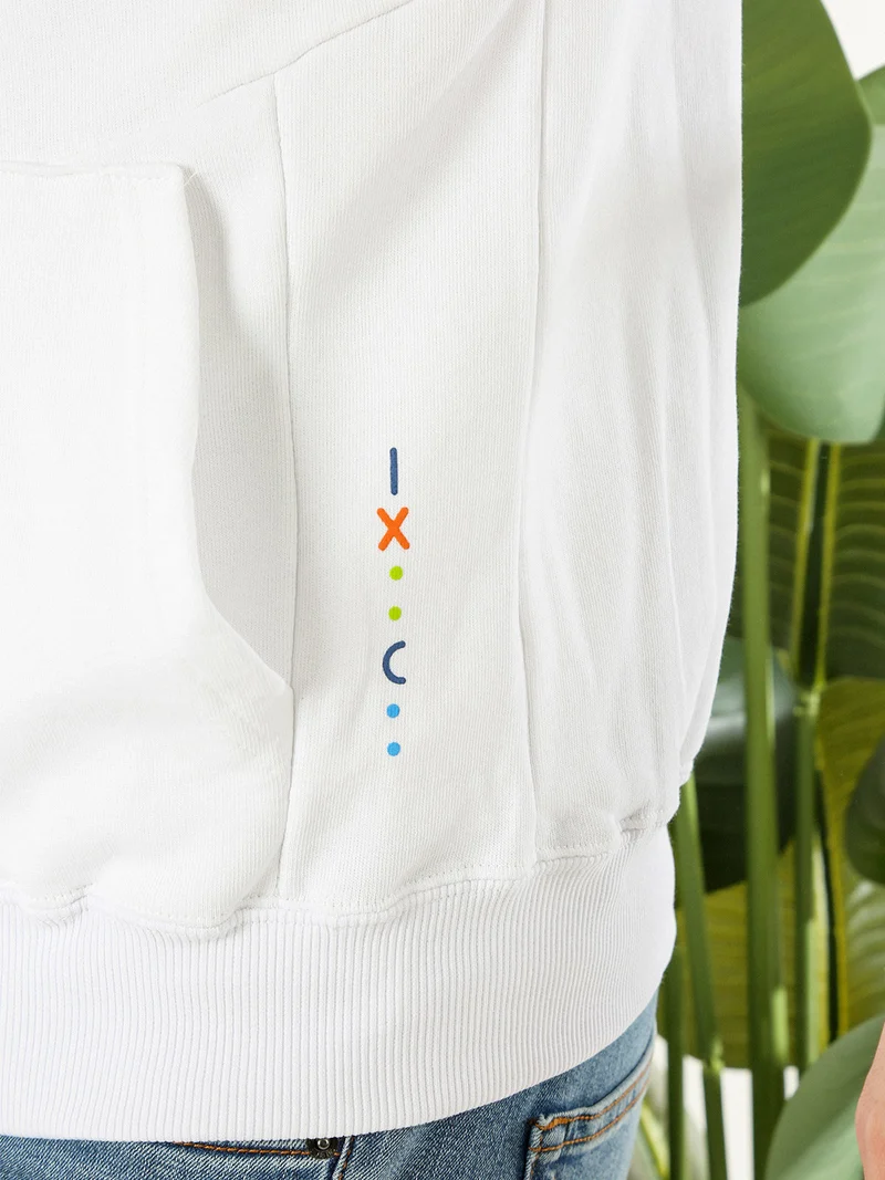 Felpa da uomo in cotone con cappuccio e zip - bianco