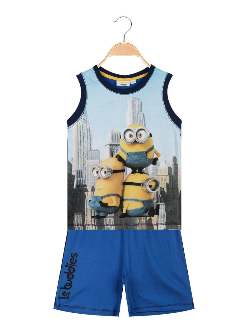 Completo corto bambino con canotta - blu