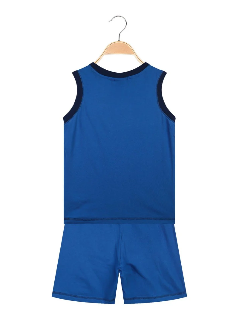Completo corto bambino con canotta - blu