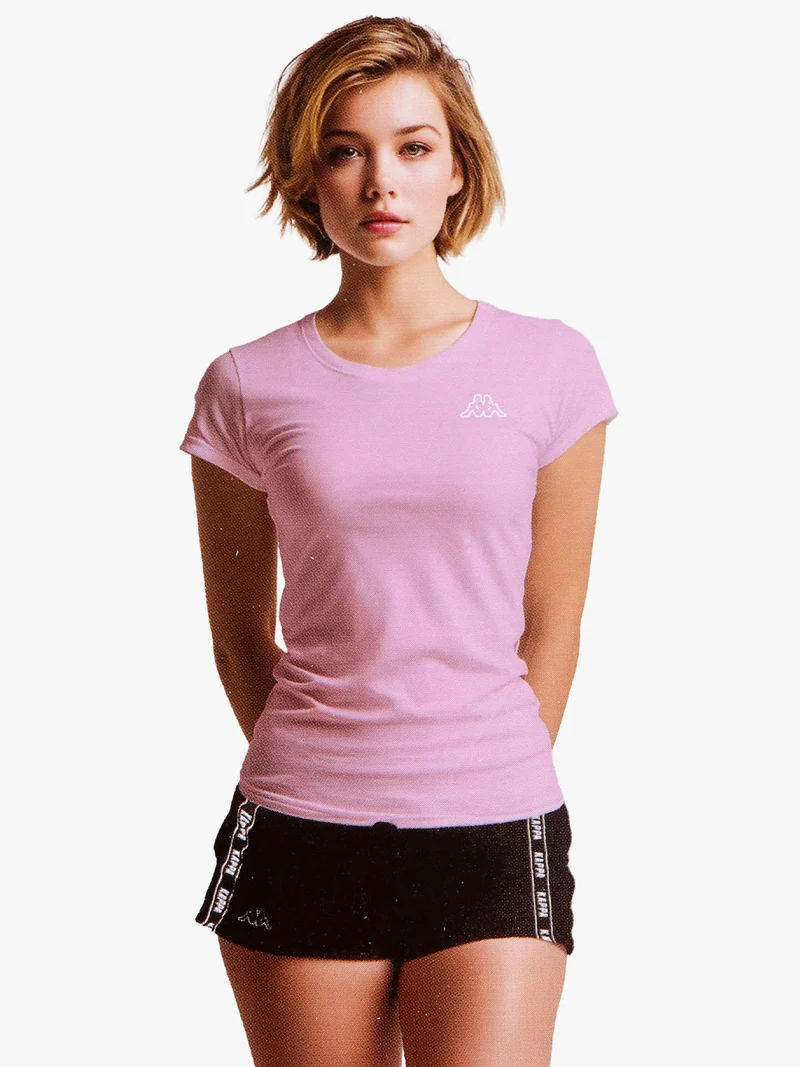 Completo corto in cotone da ragazza con t-shirt e shorts - rosa