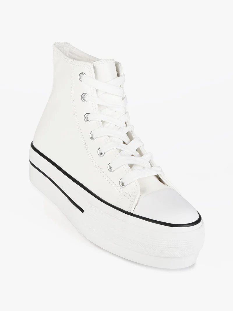 Sneakers alte da donna con platform - bianco