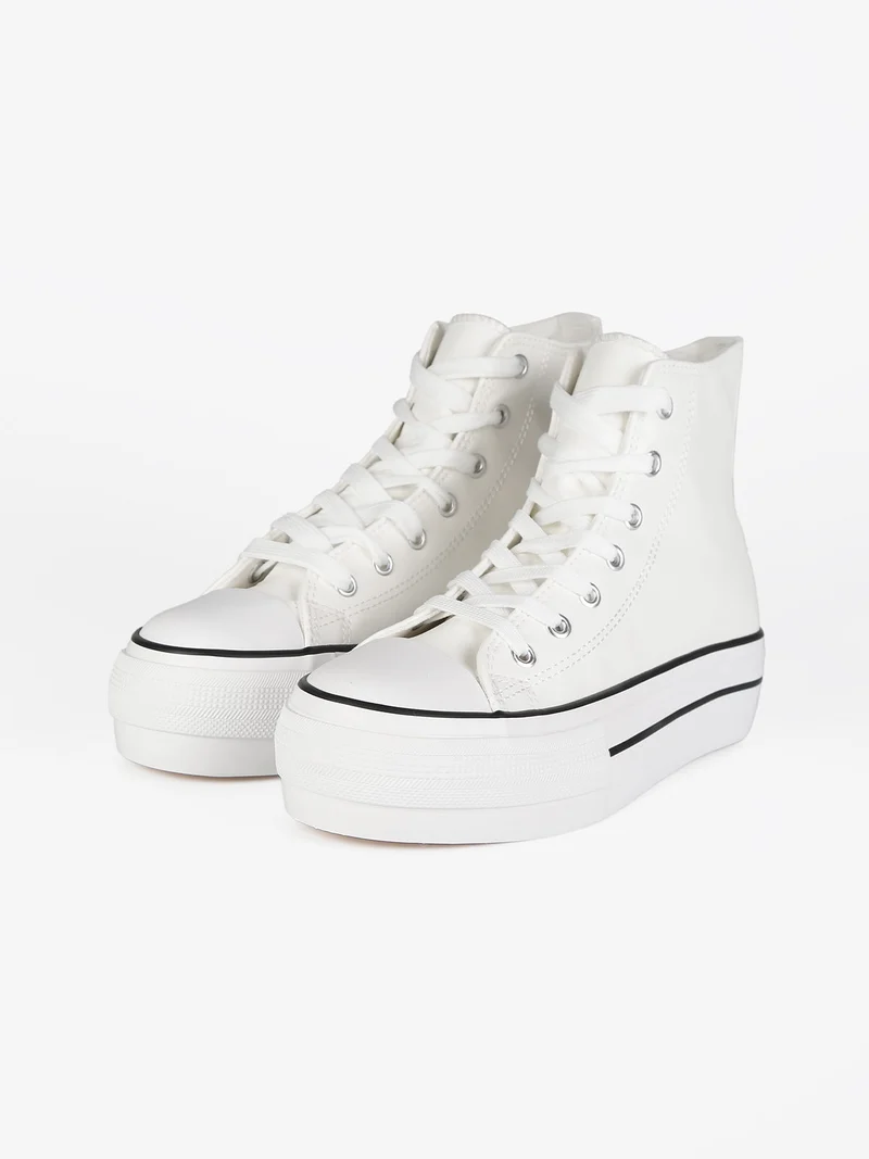 Sneakers alte da donna con platform - bianco