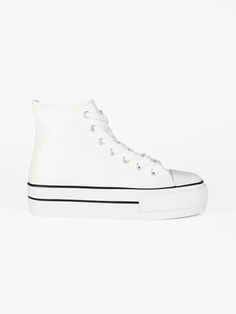 Sneakers alte da donna con platform - bianco