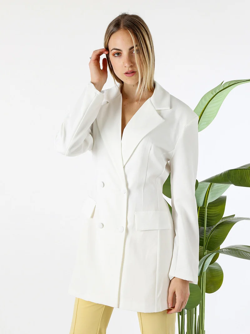 Blazer donna elegante a doppiopetto - bianco