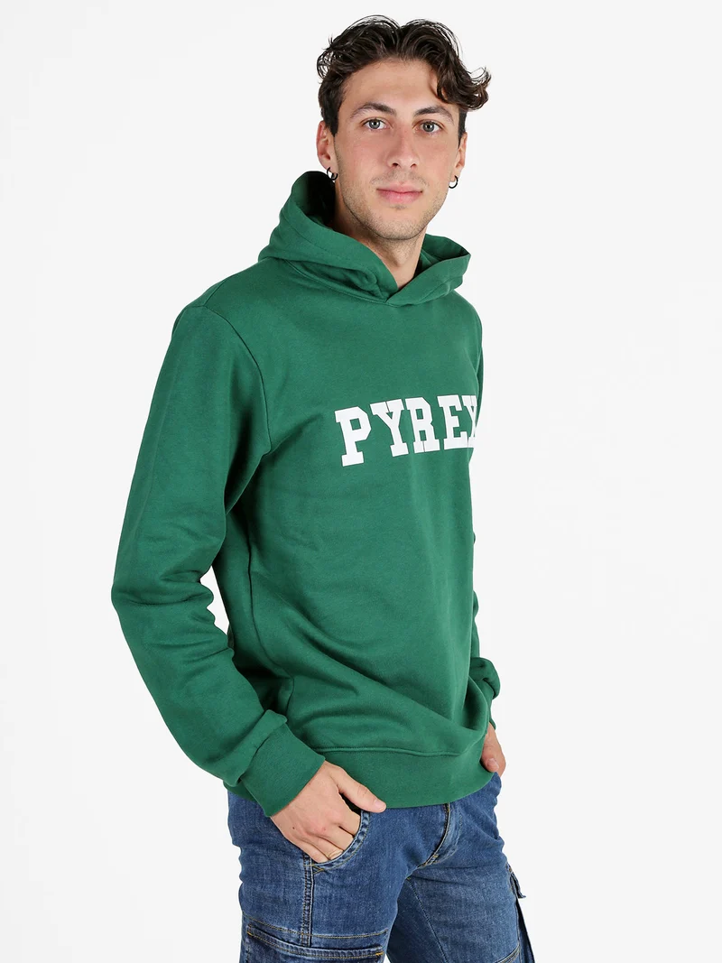 Felpa da uomo in cotone con cappuccio e stampa logo - verde