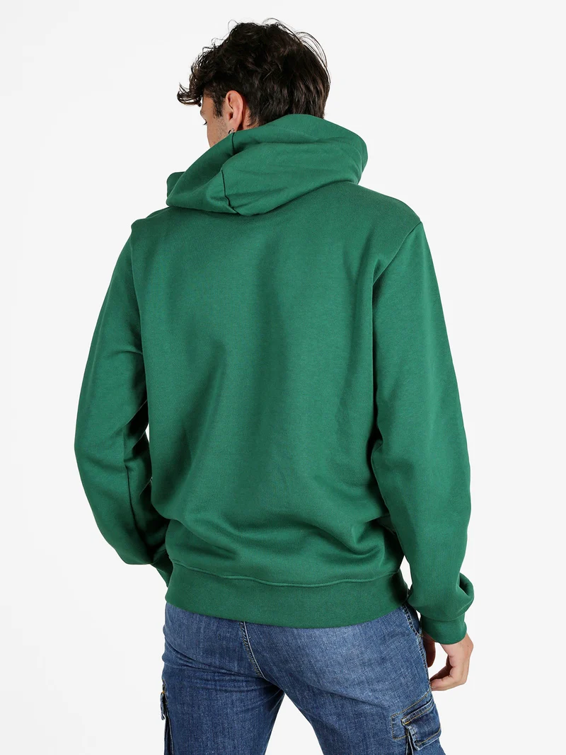 Felpa da uomo in cotone con cappuccio e stampa logo - verde