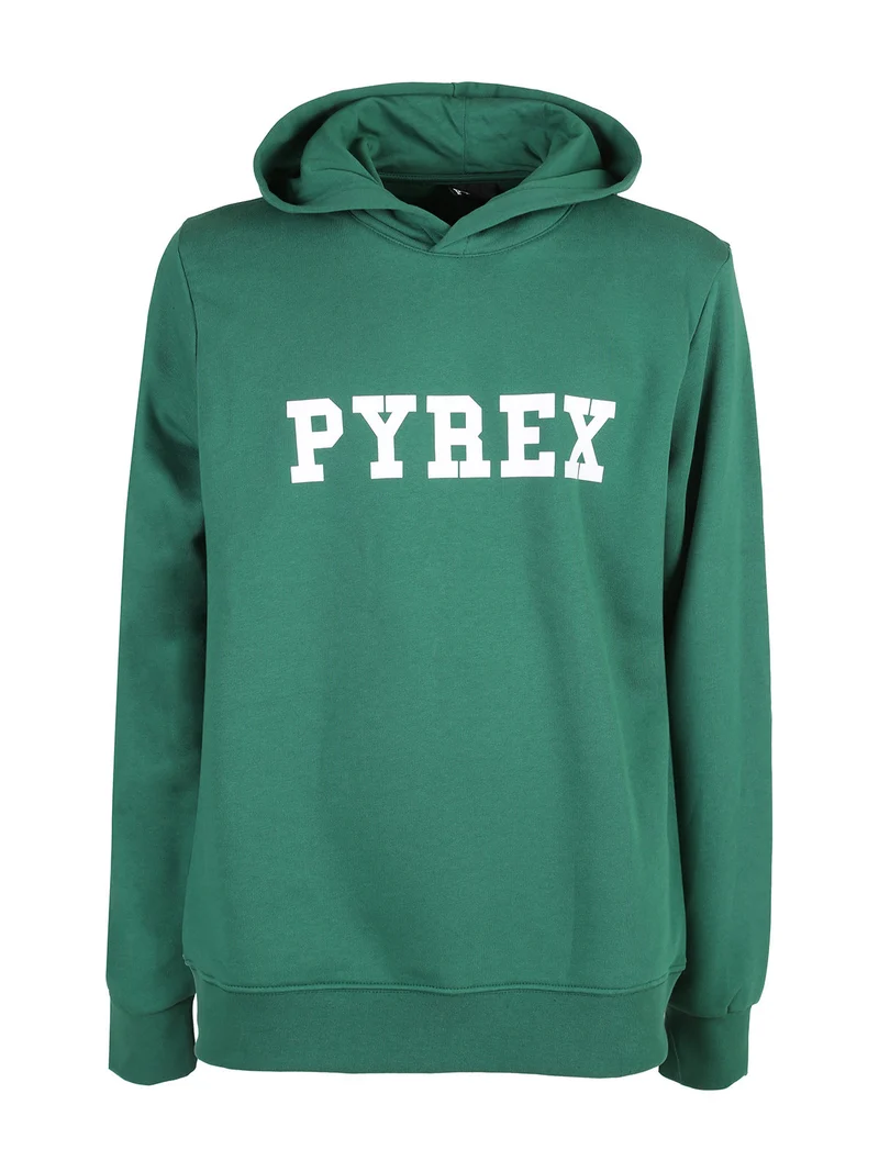 Felpa da uomo in cotone con cappuccio e stampa logo - verde
