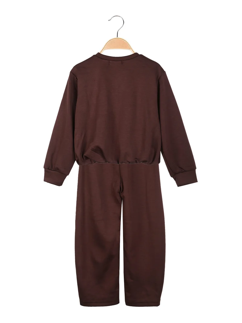 Completo 2 pezzi da bambina con felpa e pantaloni balloon - moro