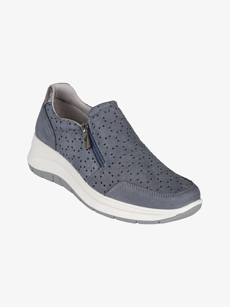 Sneakers donna in pelle nubuck con zeppa e zip laterale - avion