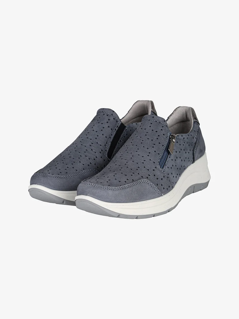 Sneakers donna in pelle nubuck con zeppa e zip laterale - avion