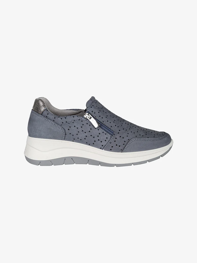 Sneakers donna in pelle nubuck con zeppa e zip laterale - avion