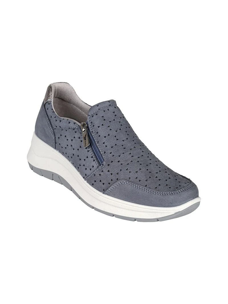 Sneakers donna in pelle nubuck con zeppa e zip laterale - avion