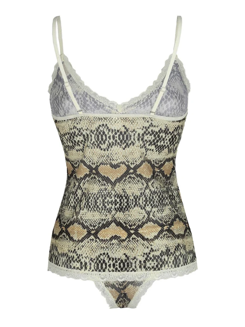 Coordinato intimo top + brasiliana effetto pitone - giallo