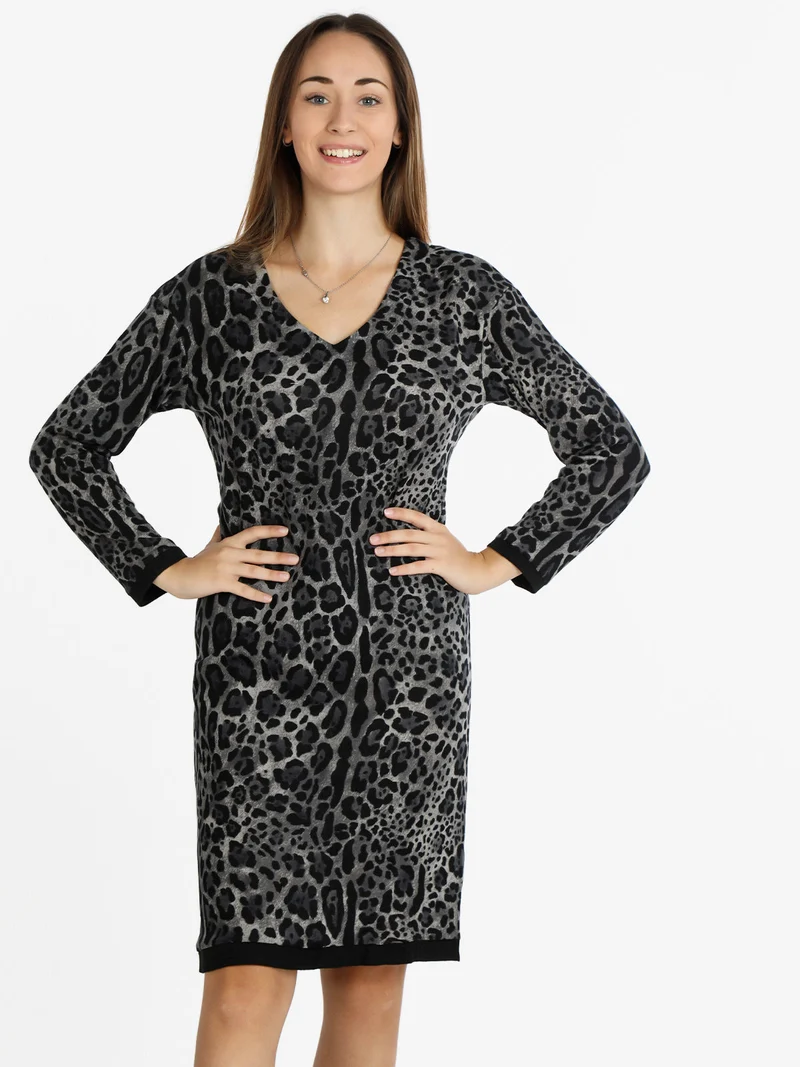Vestito donna con stampa animalier - grigio