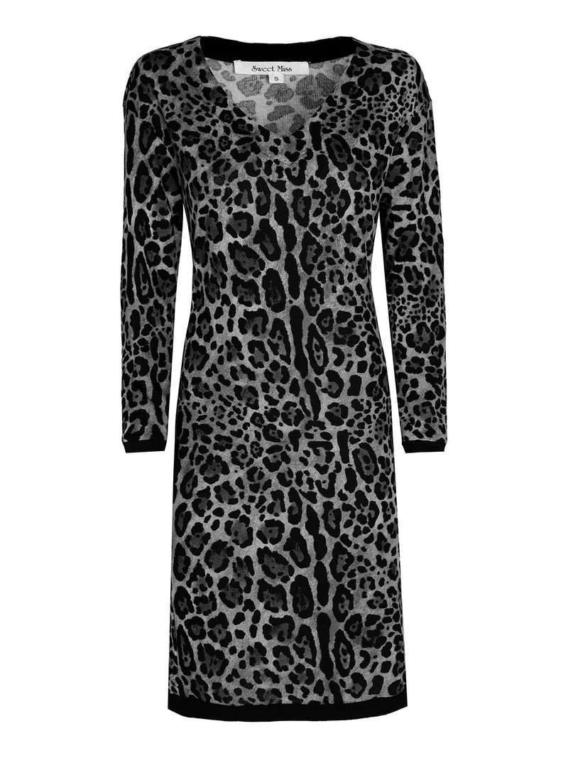 Vestito donna con stampa animalier - grigio
