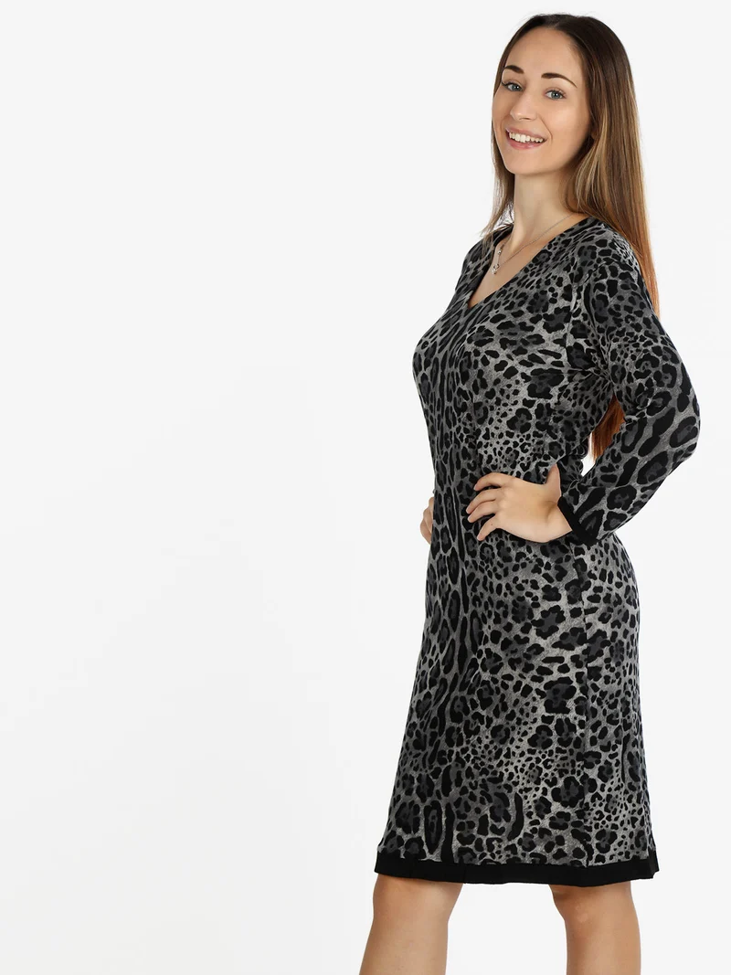 Vestito donna con stampa animalier - grigio