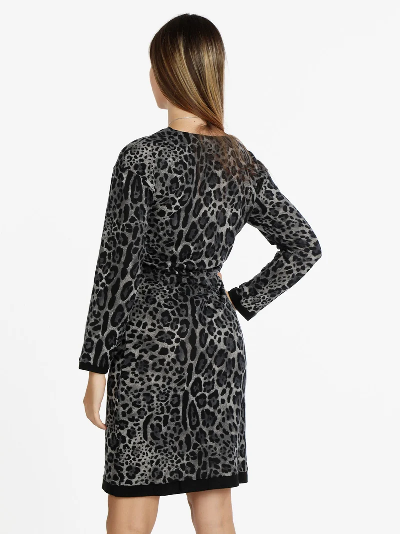 Vestito donna con stampa animalier - grigio