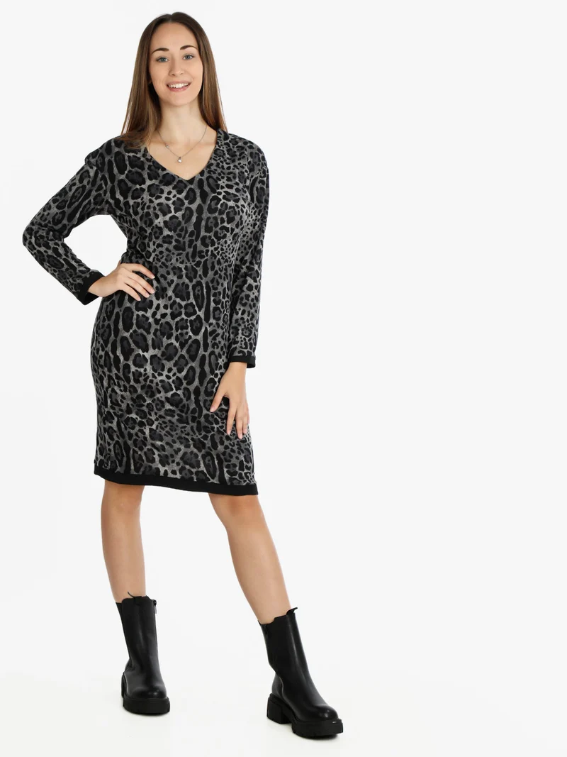 Vestito donna con stampa animalier - grigio