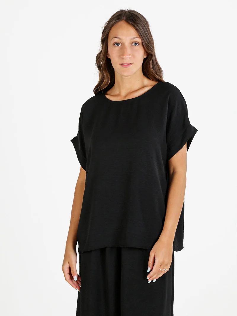 Blusa donna a maniche corte - nero