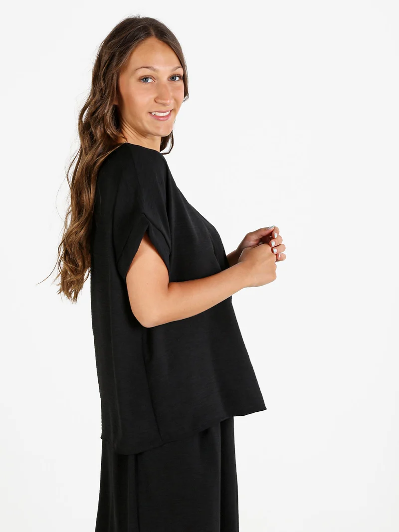 Blusa donna a maniche corte - nero