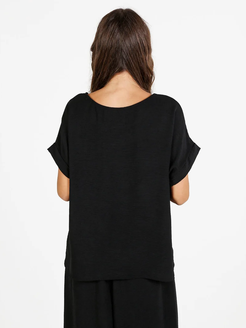 Blusa donna a maniche corte - nero