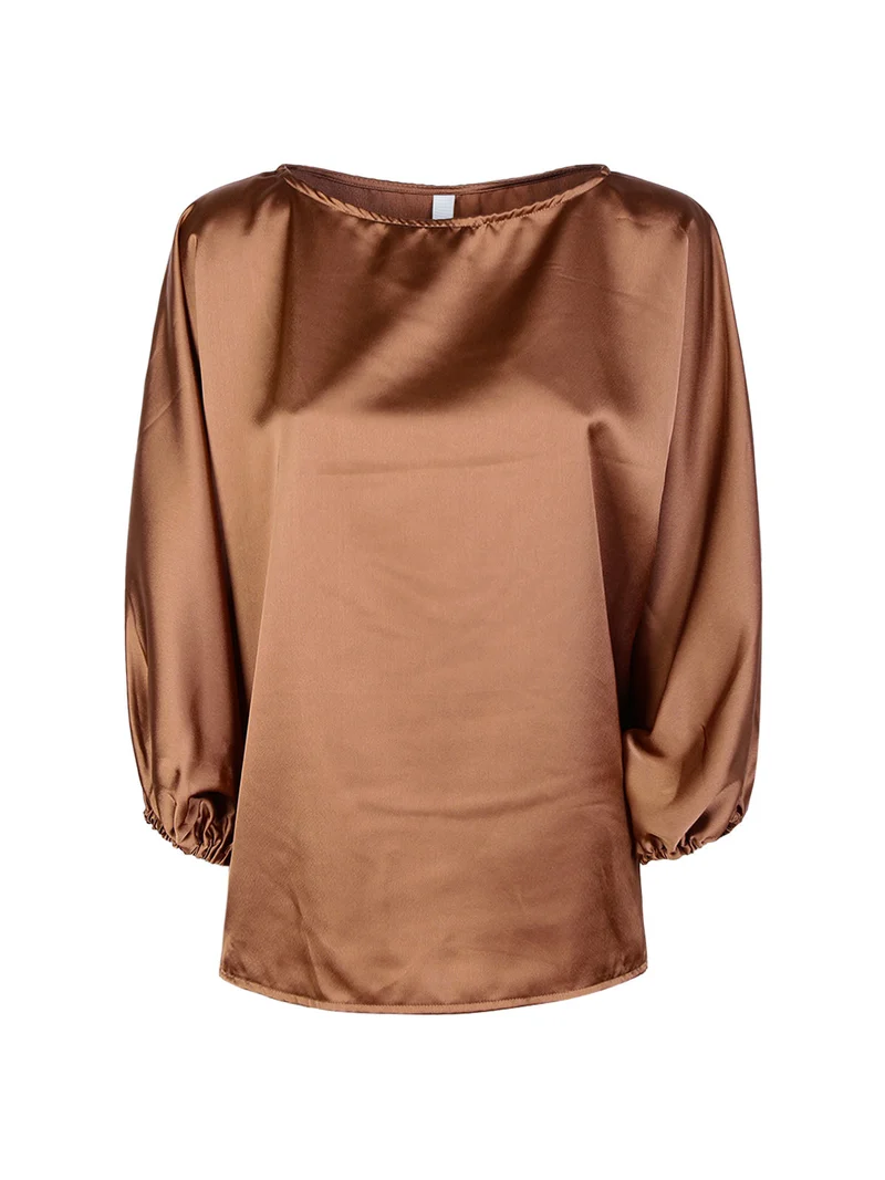 Maxi blusa donna con maniche ampie - marrone