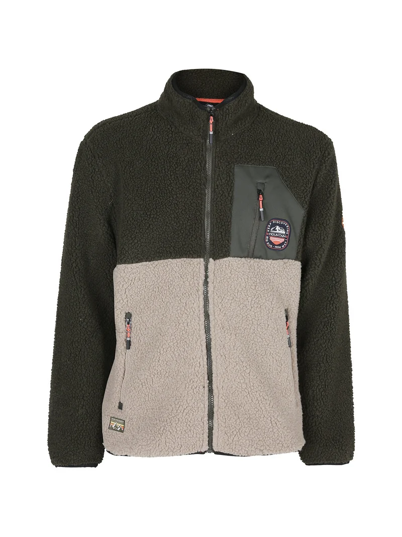 Giacca teddy sportiva da uomo con zip - militare